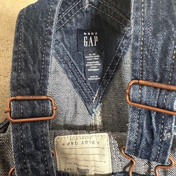 Baby Gap Toddler Dark Blue Denim Overalls Size 12-18 months - Picture 5 of 6